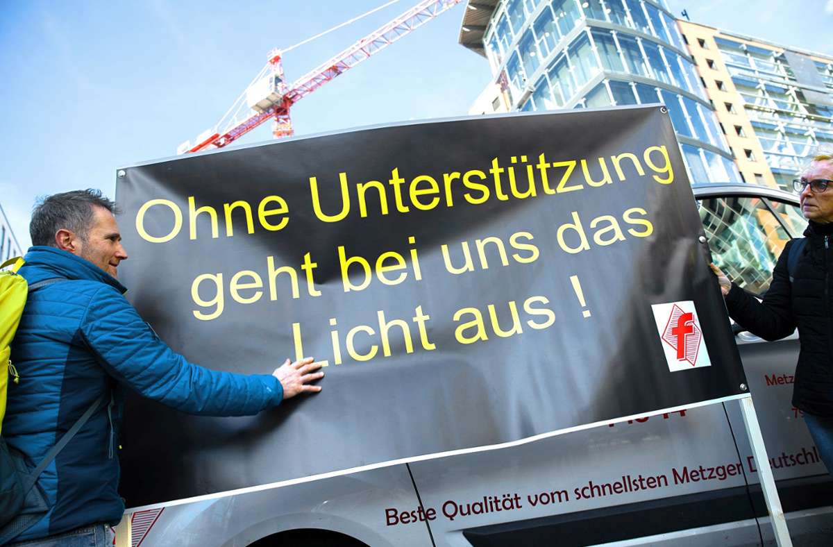 Demo in Stuttgart: Metzgereien leiden unter Energiekosten