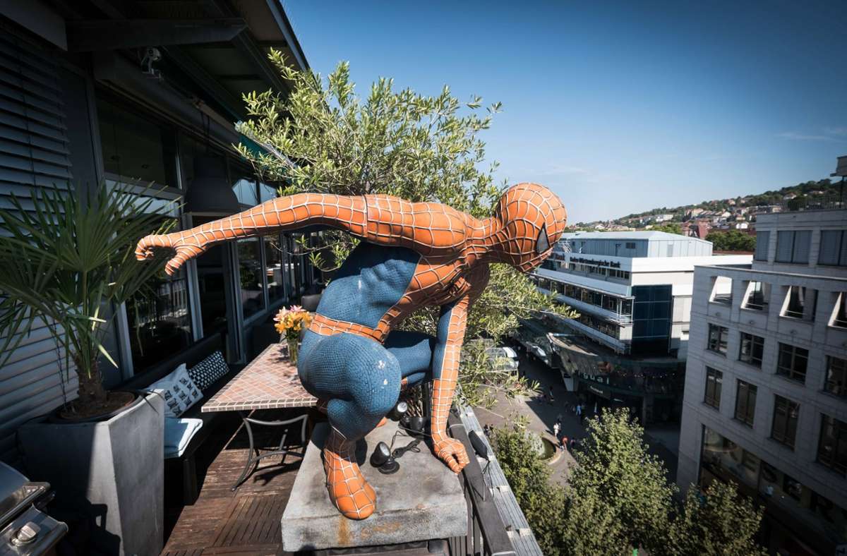 Der Spiderman von  Streubels Dachterrasse.