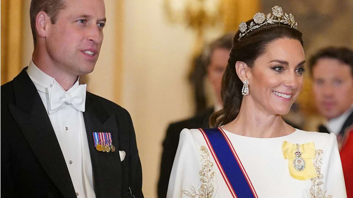 Glamouröser Auftritt: Prinzessin Kate und Prinz William beim Staatsdinner im Buckingham Palace.