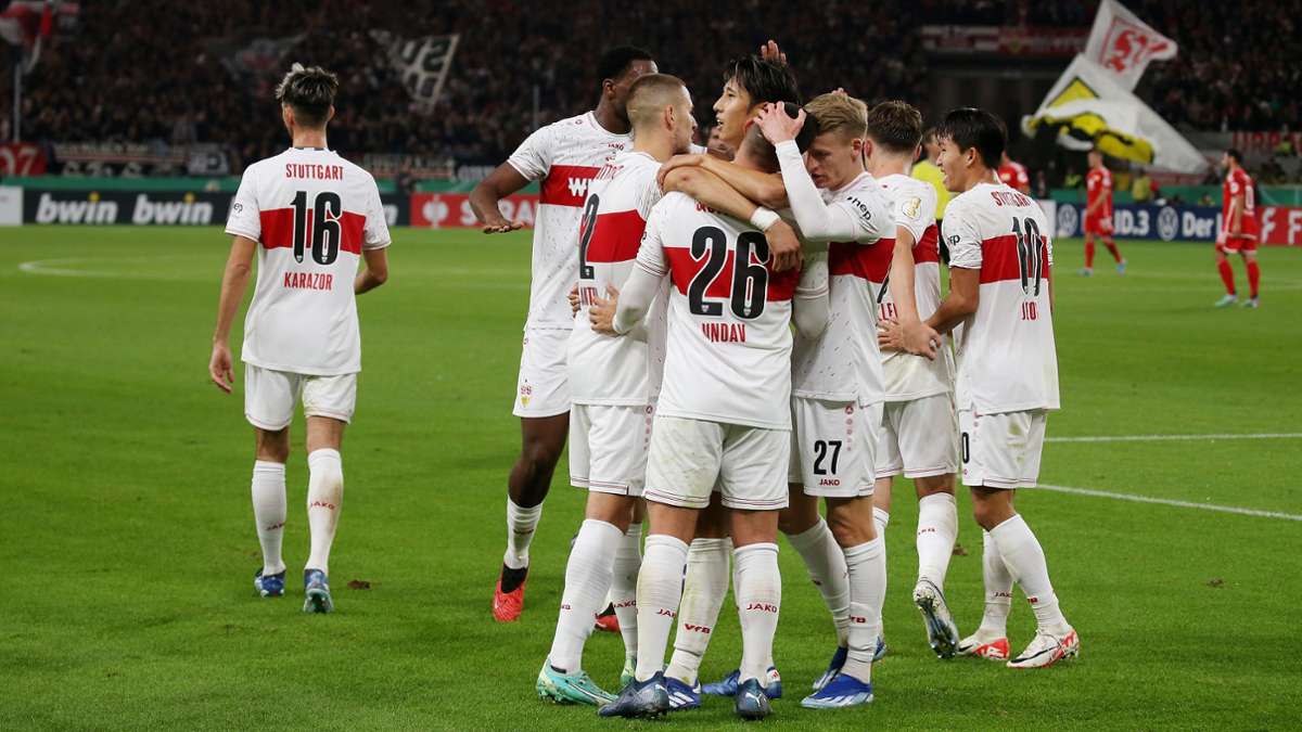 Jubel beim VfB über den Achtelfinal-Einzug. In der Bildergalerie blicken wir auf das 1:0 gegen Union Berlin zurück.