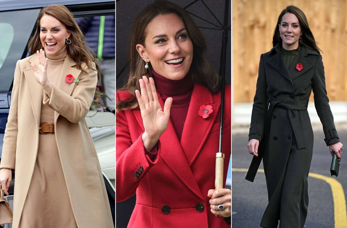 Prinzessin Kate in drei Ton-in-Ton-Outfits.