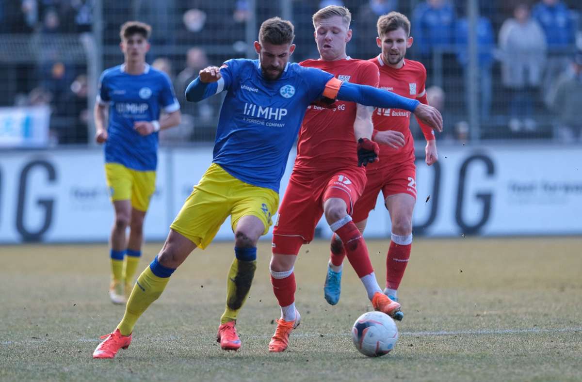Kickers-Stürmer David Braig erzielte gegen Backnang die frühe 1:0-Führung. Foto: Pressefoto Baumann/Volker Müller