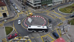Knotenpunkt in Ludwigsburg: Sternkreuzung soll festen Kreisel mit Radring erhalten