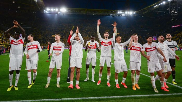 So feiern die VfB-Profis den Auswärtssieg