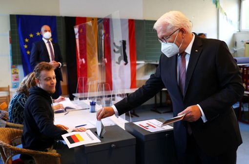 Bundespräsident Frank-Walter Steinmeier hat seine Stimme zur Bundestagswahl abgegeben. Foto: dpa/Kai Pfaffenbach
