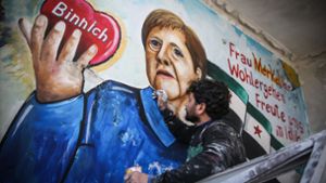 Syrer bedanken sich bei Angela Merkel mit riesigem Graffiti