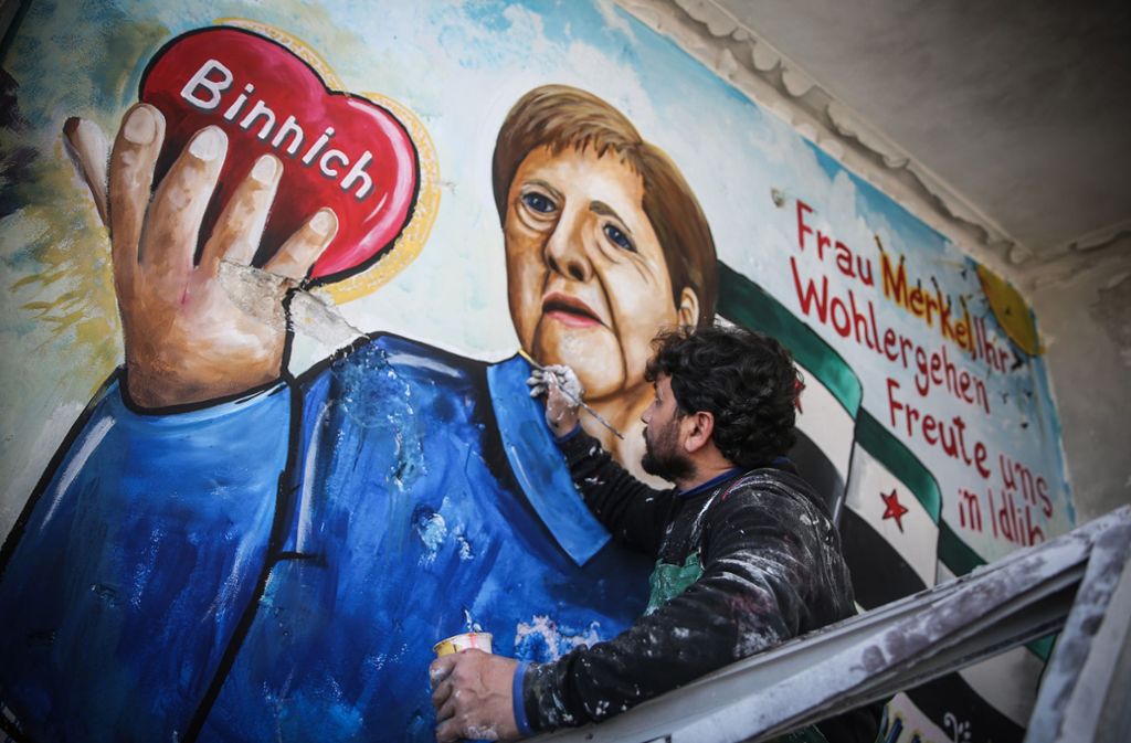 Nach negativem Corona-Test: Syrer bedanken sich bei Angela Merkel mit riesigem Graffiti