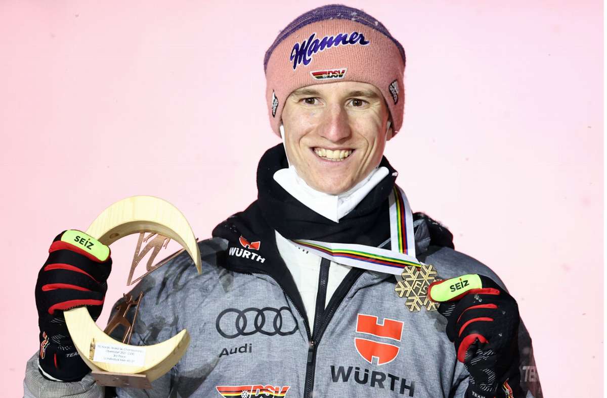 Nordische Ski-WM in Oberstdorf: Karl Geiger komplettiert  den Medaillensatz