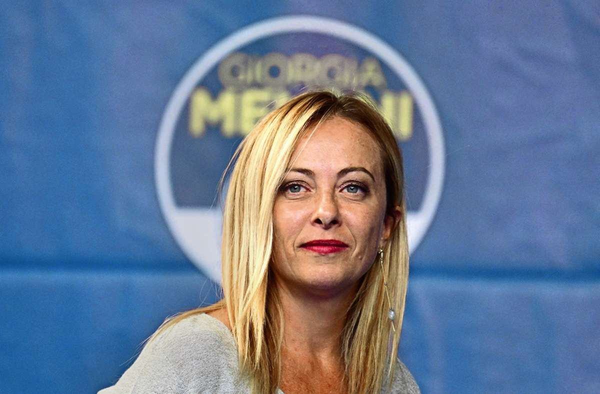 Giorgia Meloni liegt mit ihrer postfaschistischen Partei Fratelli d’Italia in den Umfragen vorne. Foto: AFP/VINCENZO PINTO
