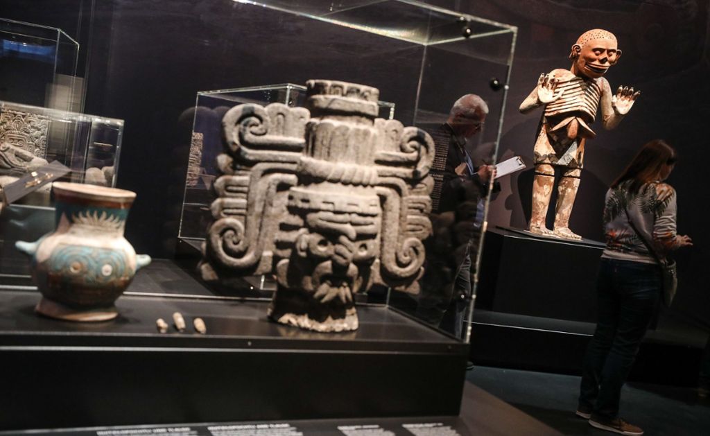 Blick in einen Teil der Azteken-Ausstellung im Linden-Museum. Die Große Azteken Landesausstellung findet vom 12. Oktober bis zum 3. Mai 2020 statt.
