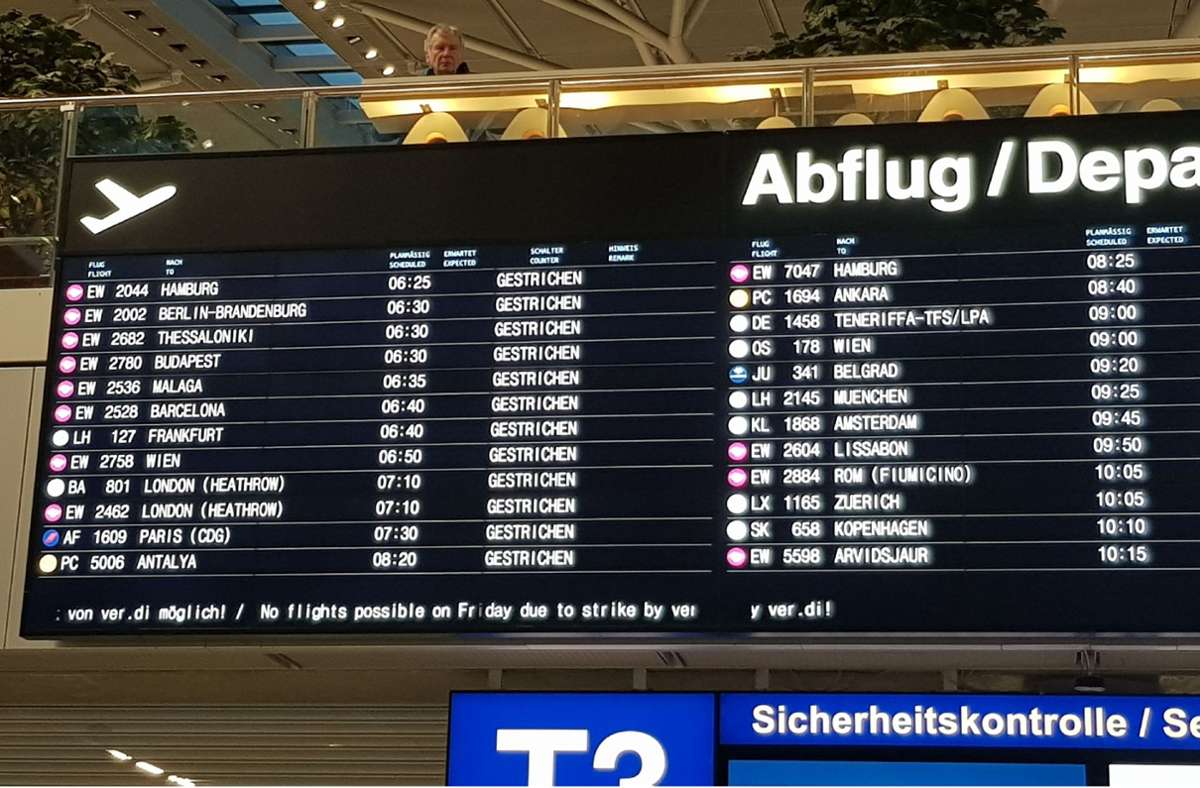Gewerkschaft Verdi: Freitag wird am Stuttgarter Flughafen gestreikt
