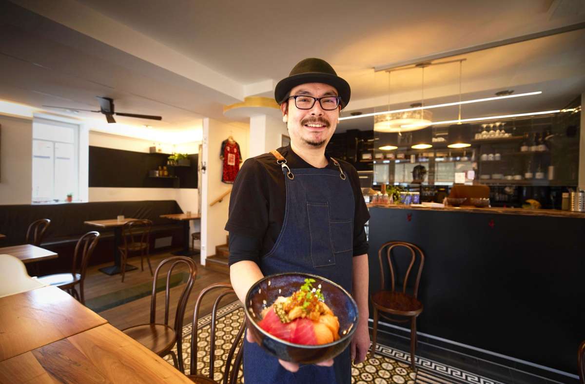 Sehr glücklich: Kiwamu Shibata in seinem Restaurant Foto: Gottfried Stoppel/Gottfried Stoppel