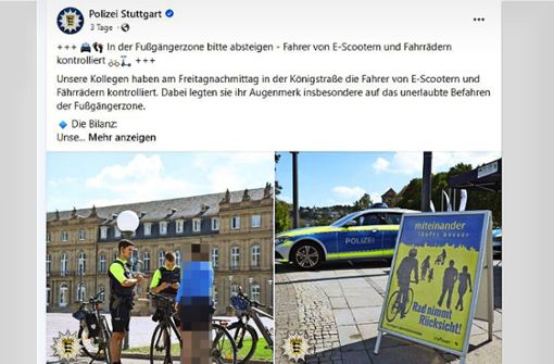 Nach einem Verstoß stoppt die Streife eine eine Radfahrerin am Schlossplatz. Foto: Screenshot/red
