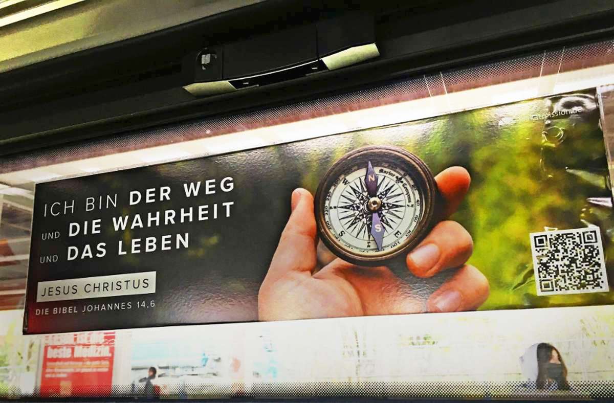 S-Bahn in Stuttgart: Skurriler Streit über religiöse Werbung in der S-Bahn
