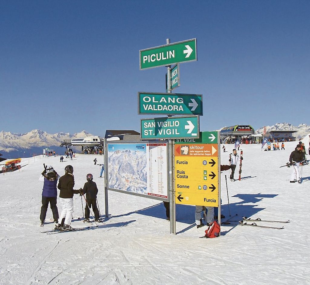 Skigebiet Kronplatz bei Bruneck in Südtirol (835 bis 2275 Meter): Hier liegen derzeit bis zu 60 Zentimeter Schnee. www.kronplatz.com