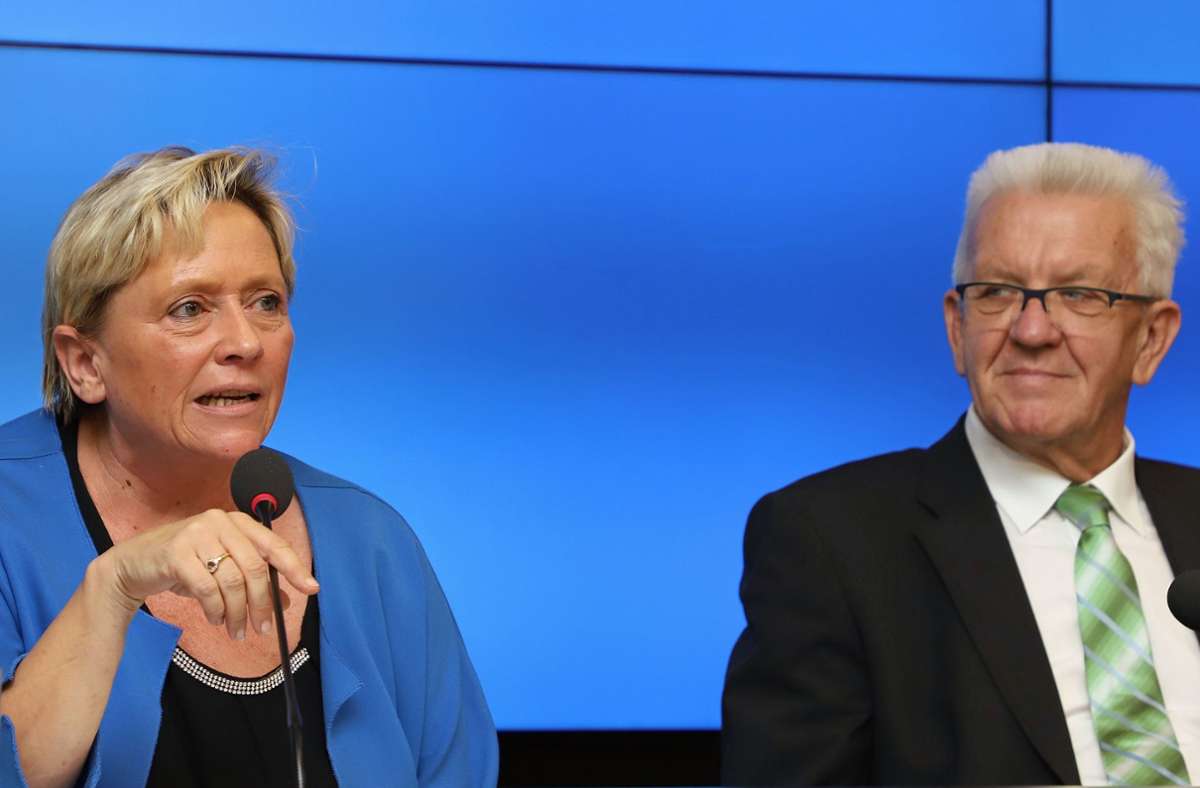 Susanne Eisenmann und Winfried Kretschmann bei  einem früheren Pressetermin Foto: Staatsministerium Baden-Württemberg/Bernd Weissbrod