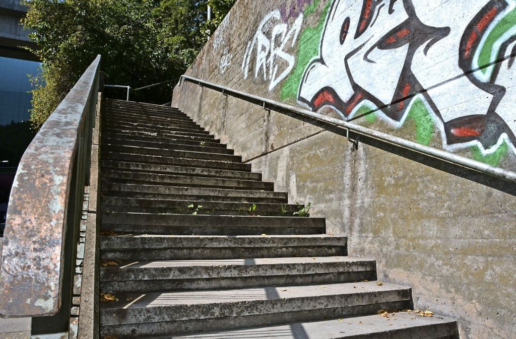 MünsterDas sanierungsbedürftige Geländer soll bis Ende dieses Jahres vollständig erneuert werden: Marode Treppe am Eisenbahnviadukt