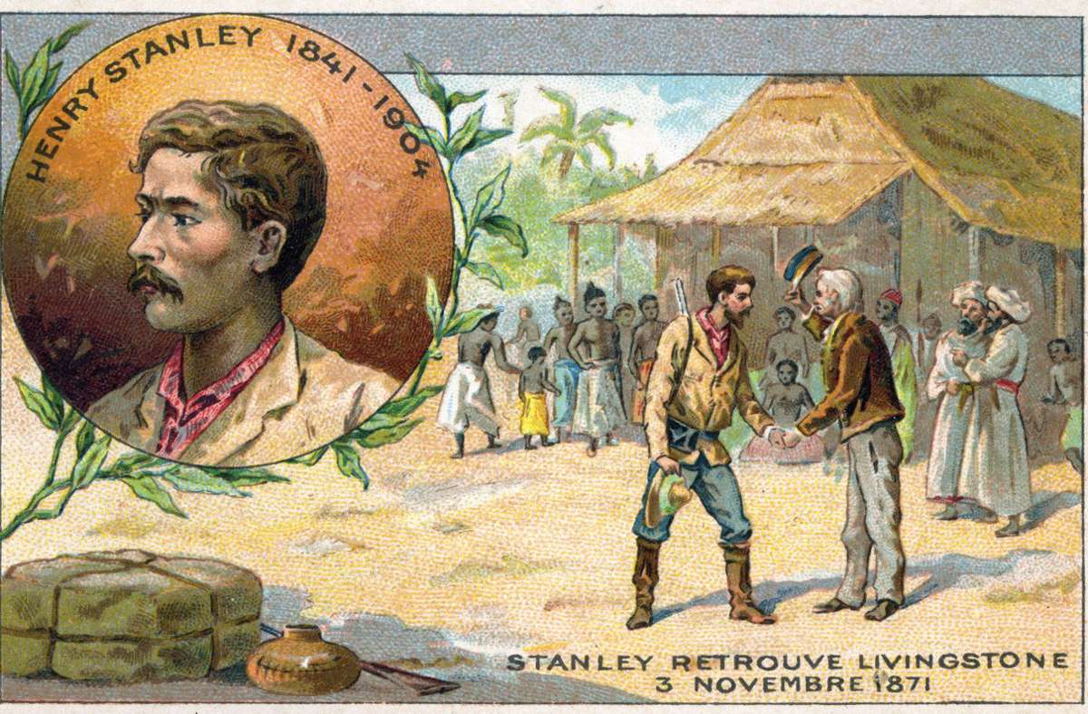 „Doktor Livingstone, nehme ich an“: Stanley findet den verschollenen Afrikareisenden Livingstone und wird über Nacht weltberühmt.