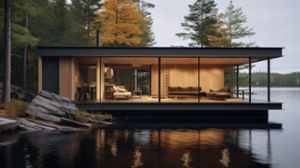 Eine schönes minimalistisches Haus am Wasser.