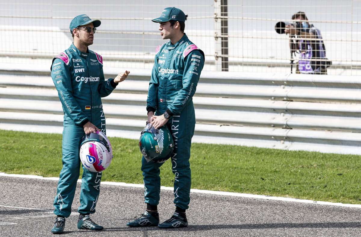 Die Aston-Martin-Fahrer Sebastian Vettel (li.) und Lance Stroll warten auf bessere Zeiten – in Barcelona belegten sie die Plätze 13 und elf. Foto: imago/Glenn Dunbar