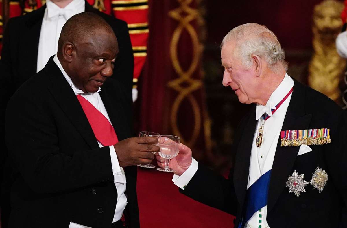 Für Südafrikas Präsidenten Cyril Ramaphosa hielt Charles III. den ersten Staatsempfang als König ab.