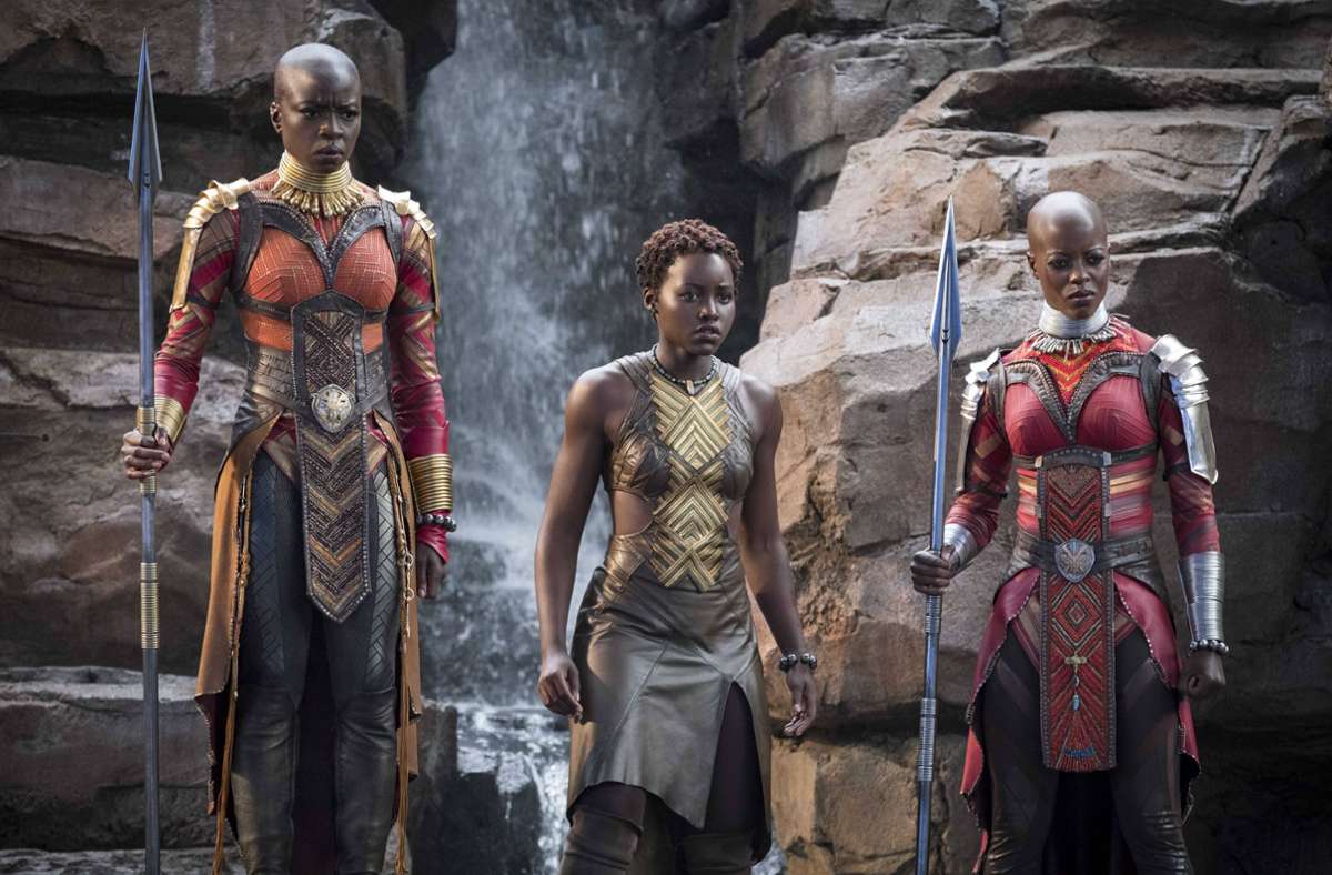 Danai Gurira, Lupita Nyong’o und Florence Kasumba (von links) werden auch in „Black Panther: Wakanda Forever“ wieder zu sehen sein. Foto: imago images/ZUMA Wire/Marvel Studios