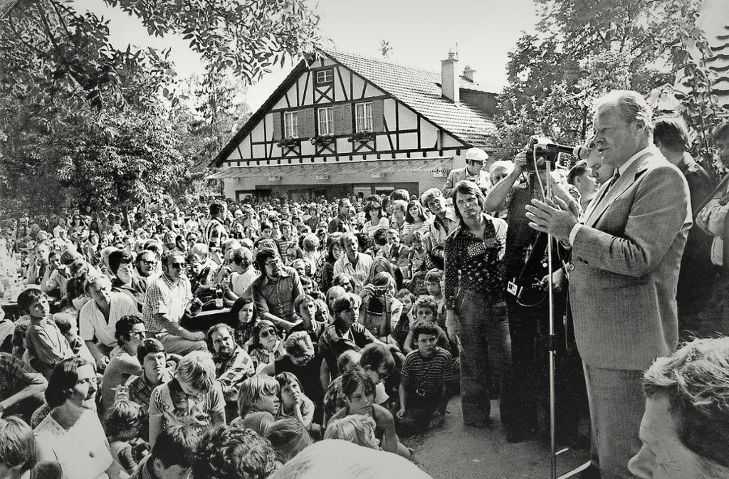 Willi Brandt bei seinem Besuch im Waldheim Heslach im Jahr 1976. Foto: Waldheim Heslach