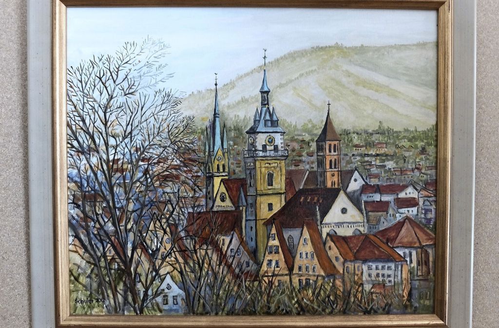 Drei Cannstatter Kirchen gemalt von Siegfried Schuler.