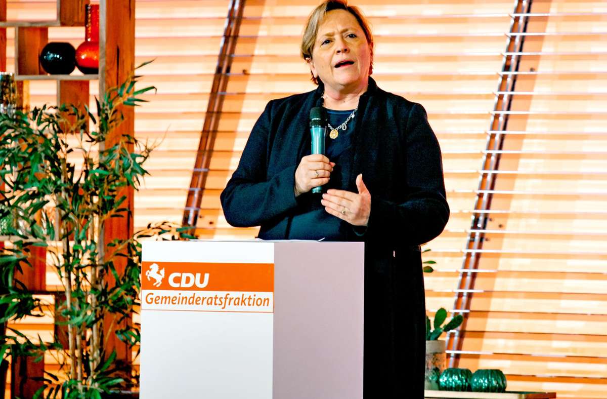 Susanne Eisenmann, hier beim Neujahrsempfang  in Stuttgart, will die nächste Regierung im Land führen. Foto: asd/asdf
