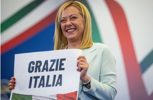 Giorgia Meloni, Chefin der Partei Fratelli d’Italia, freut sich über ihren Wahlsieg. In Brüssel wird das von den meisten Europaparlamentariern ganz anders gesehen. Foto: dpa/Oliver Weiken