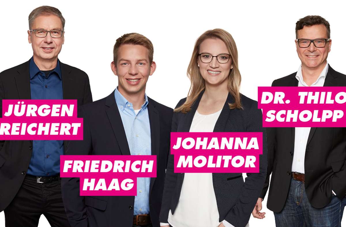 Die vier Landtagskandidaten der FDP in Stuttgart Foto: FDP Stuttgart