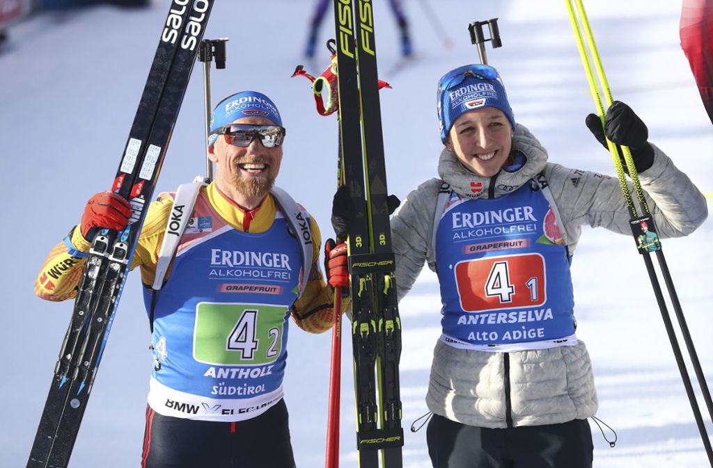 Biathlon-WM in Antholz: Franziska Preuß und Erik Lesser  holen Silber