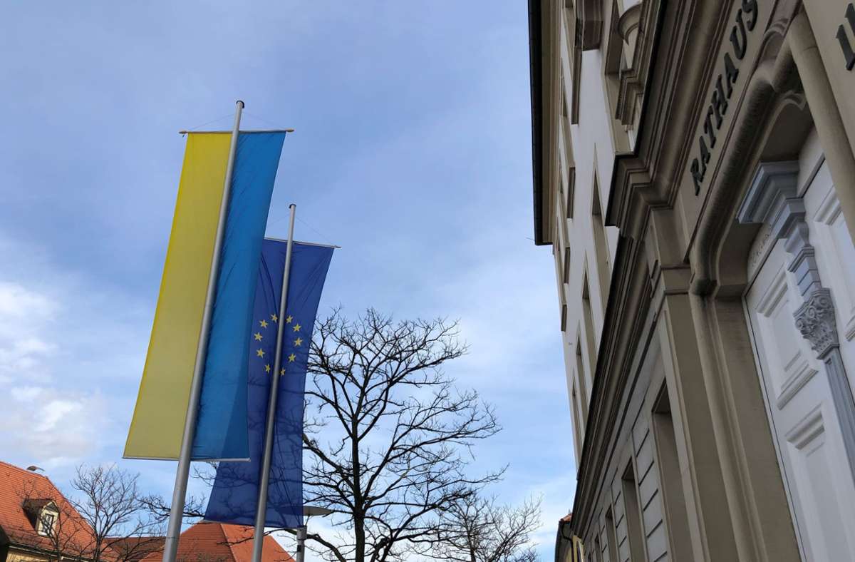 Flaggen in Ludwigsburg: Stadt solidarisiert sich mit der Ukraine