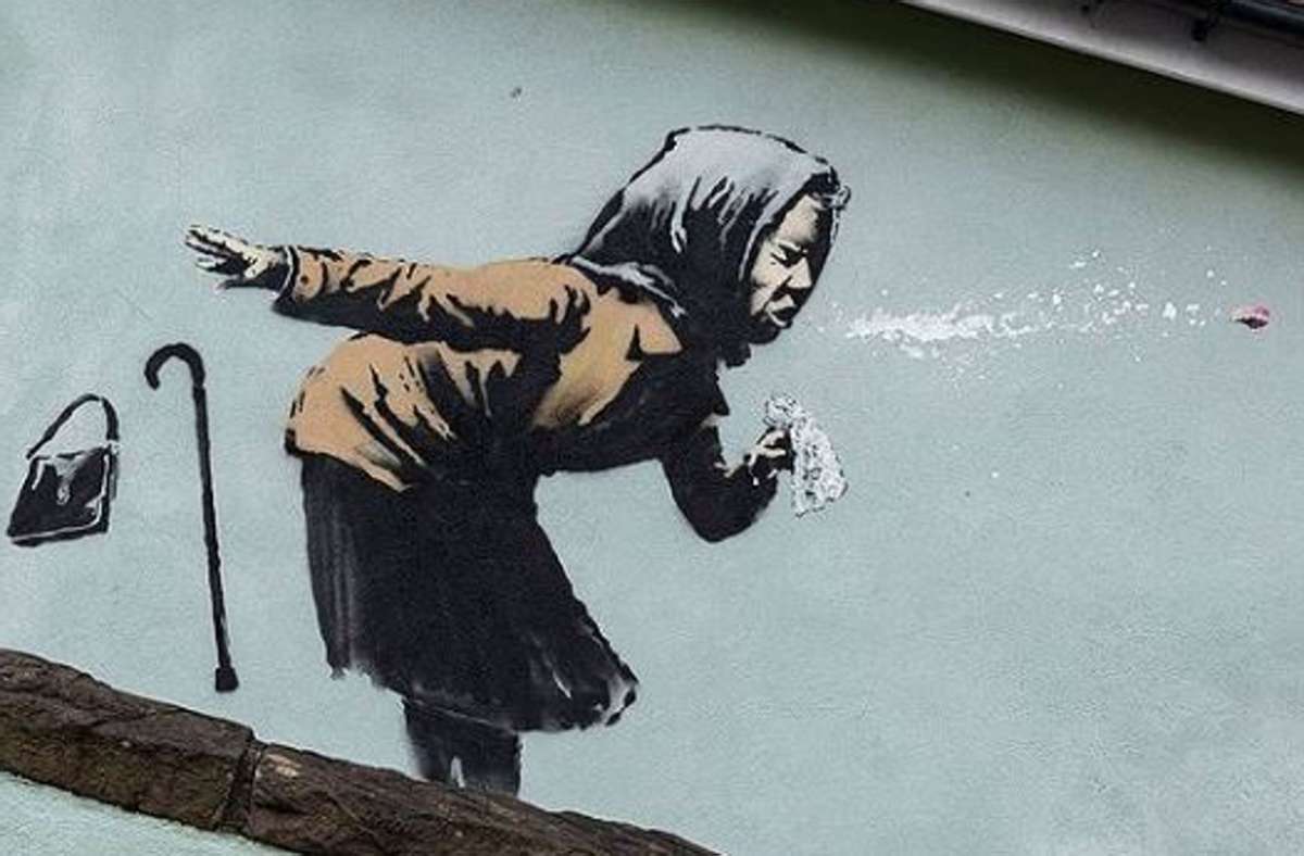Ein neues Banksy-Werk in Bristol. Das Graffiti entwickelte sich schon kurz nach seinem Auftauchen zu einem kleinen Wallfahrtsort. Foto: screenshot/screenshot