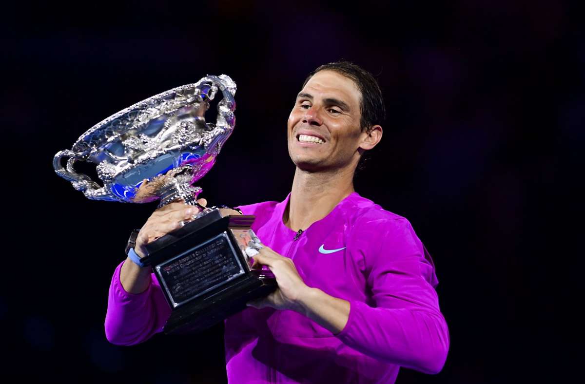 Rafael Nadal zeigte sich nach dem Sieg überglücklich bei der Siegesfeier.