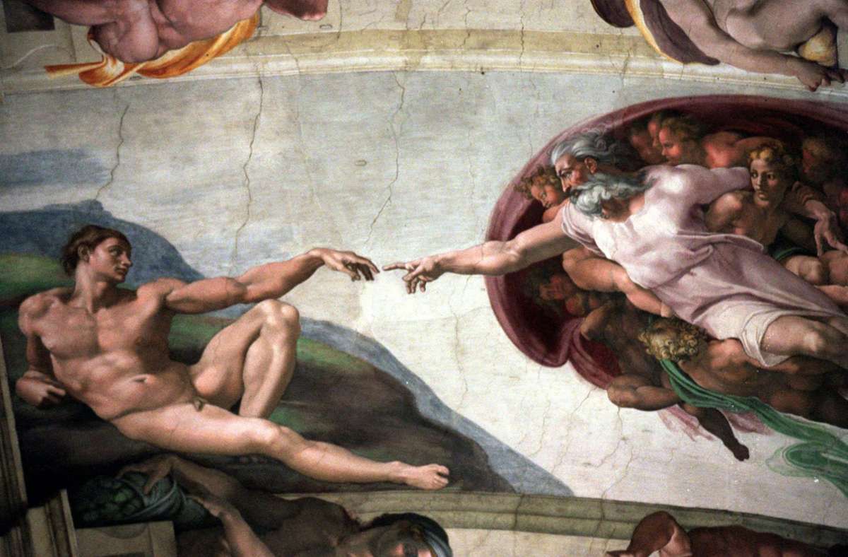 Blick auf die Decke der Sixtinischen Kapelle mit einem Fresko Michelangelos, das die Erschaffung Adams zeigt. Foto: AP Photo/Plinio Lepri