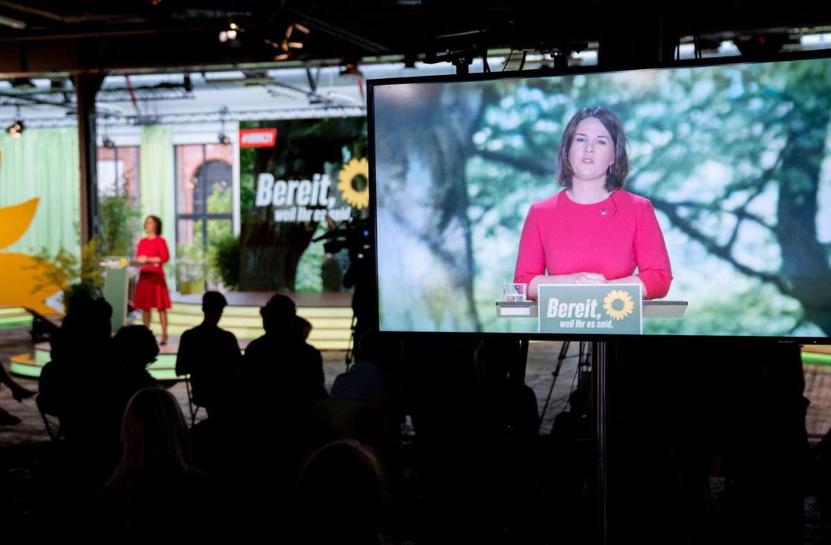 Annalena Baerbock bei ihrer Rede auf dem Grünen-Parteitag. Foto: dpa/Kay Nietfeld