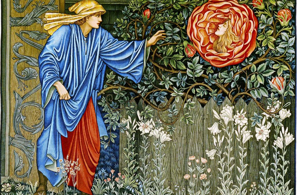 Die Frau als Rose: ein Teppich von Edward Burne-Jones und William Morris (Ausschnitt)
