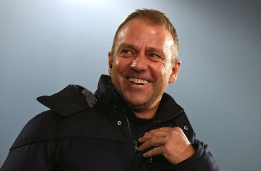 Strahlemann: Hansi Flick nach dem siebten Sieg im siebten Spiel als Bundestrainer. Foto: dpa/Christian Charisius