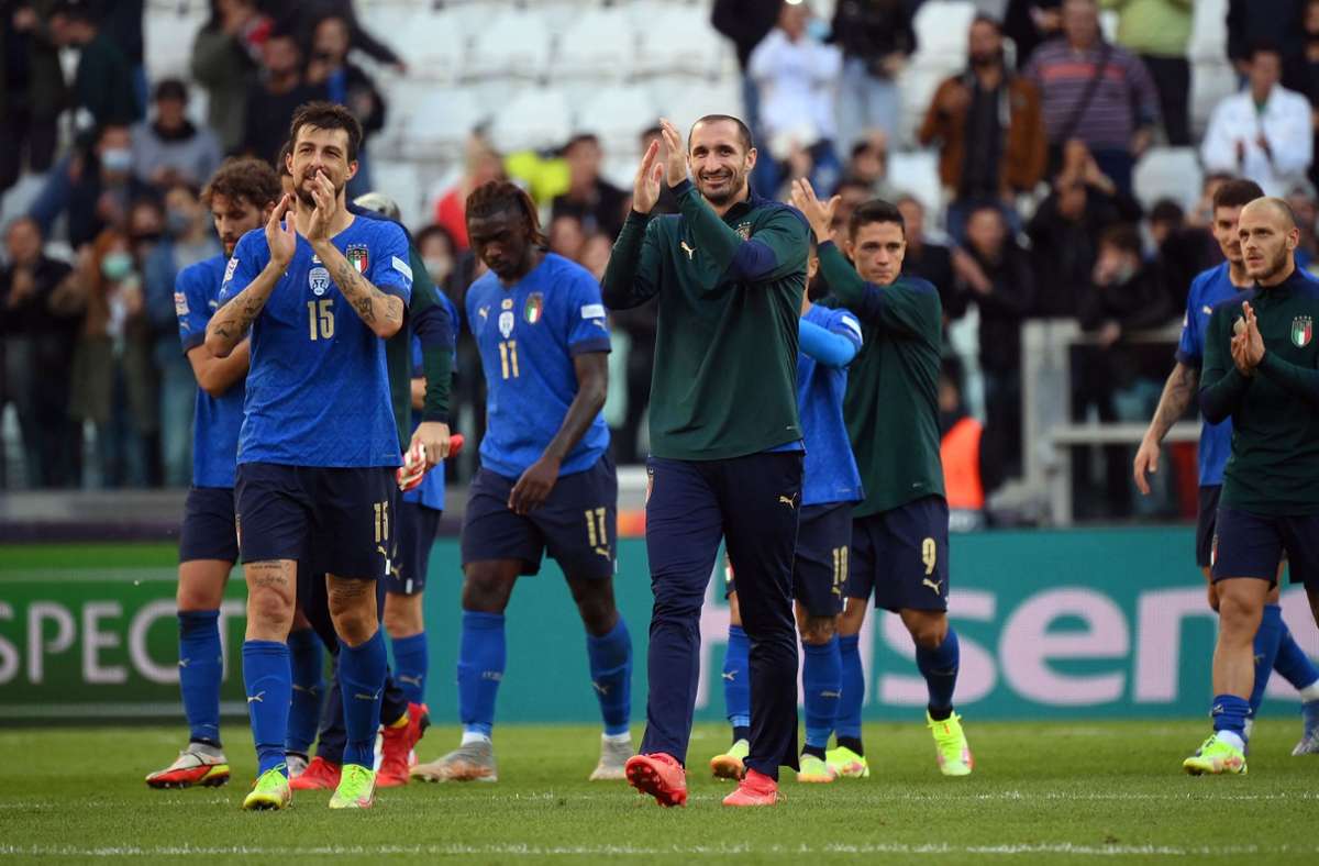 Italien hat sich den dritten Platz in der Nations League gesichert. Foto: AFP/MARCO BERTORELLO