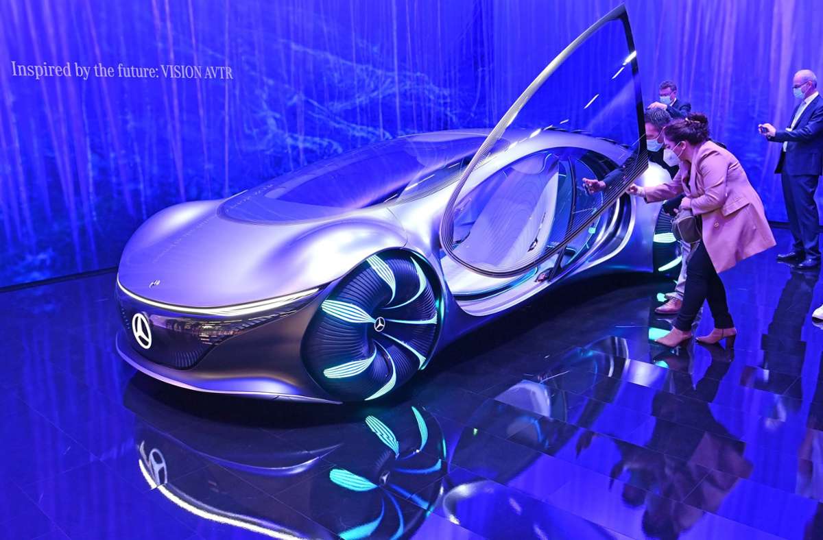 Das Zukunftsauto Vision AVTR von Mercedes Benz lässt die Besucher der IAA staunen. Foto: Sven Simon