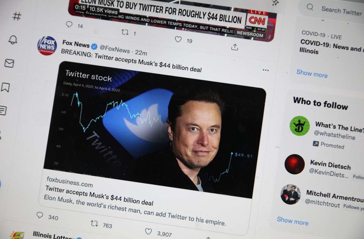 Schon lange war Elon Musk auf Twitter omnipräsent. Foto: AFP/SCOTT OLSON