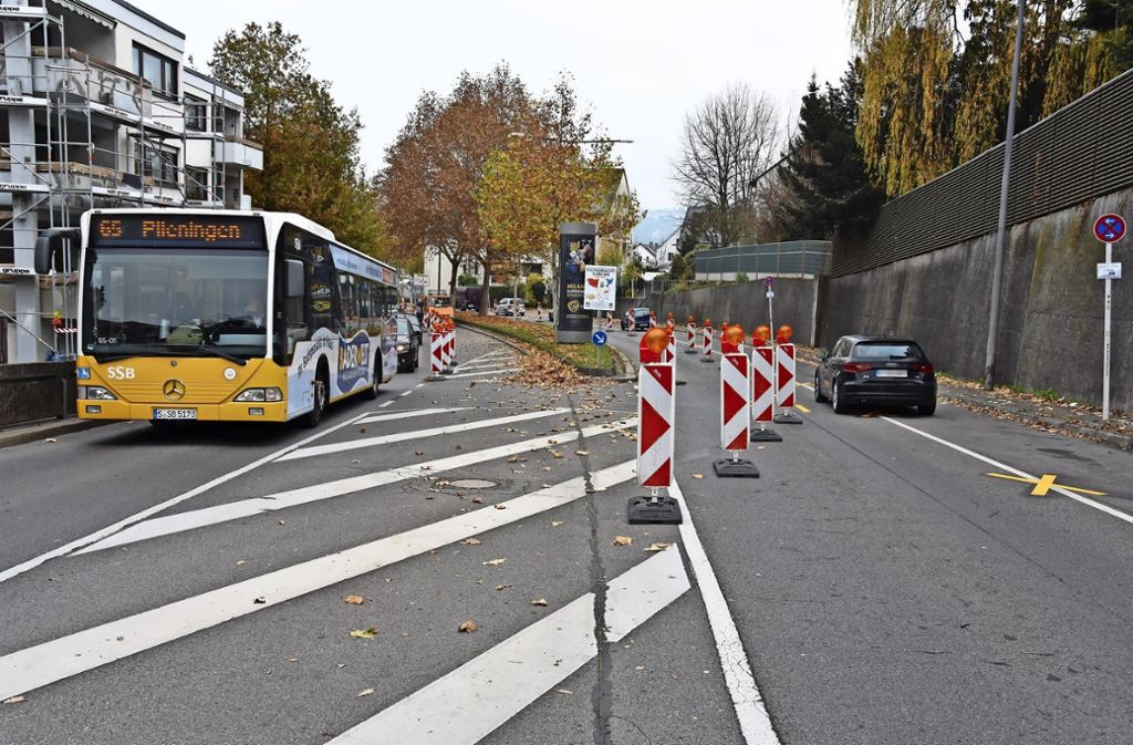Umgestaltung am Dürrbachkreisel und an der Haltestelle Lederberg verkürzt Fahrtzeit zur Messe: Vorrang für die Buslinie 65