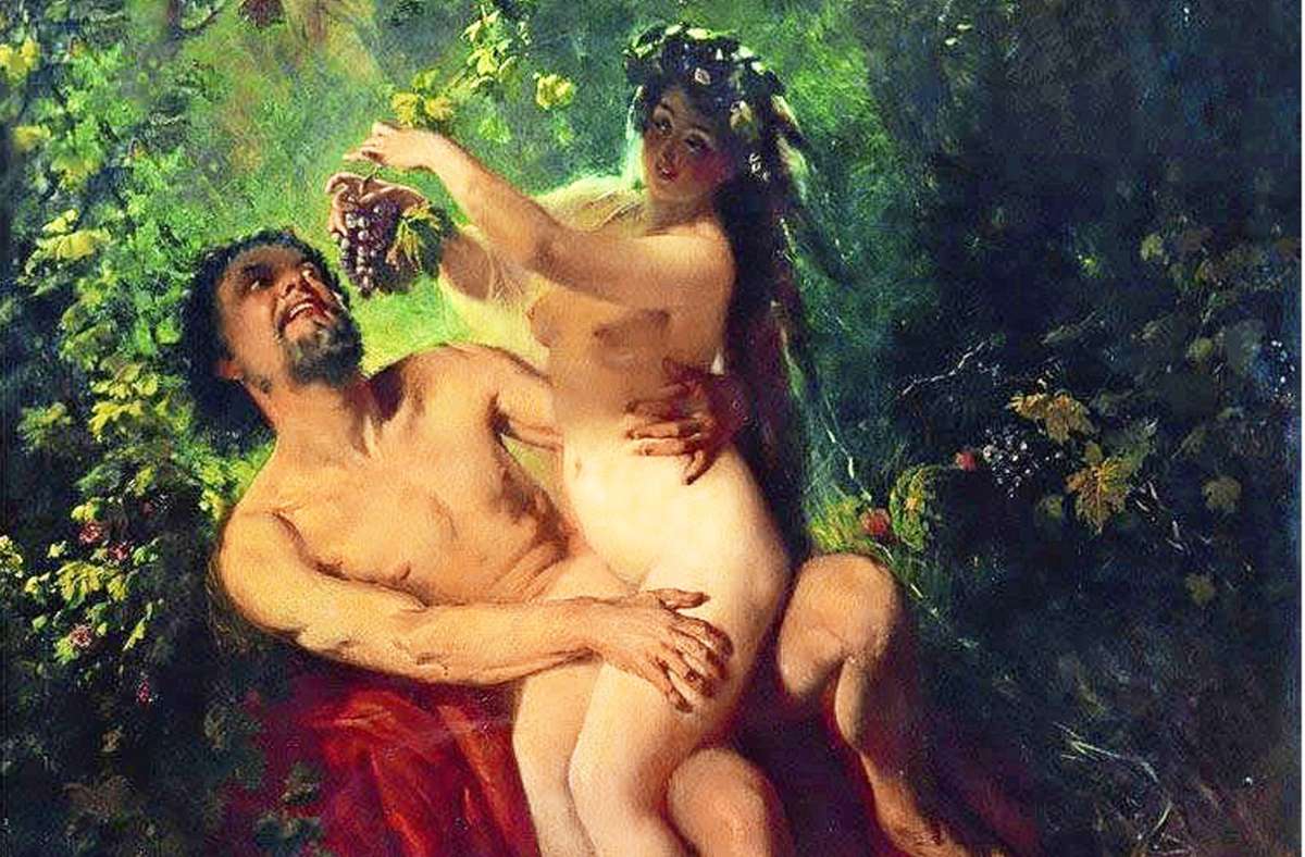 Satyr und  Nymphe  beim  Liebesspiel (1863  entstandenes Ölgemälde  des russischen Malers  Konstantin Makowski) Foto: Wikipedia/gemeinfrei