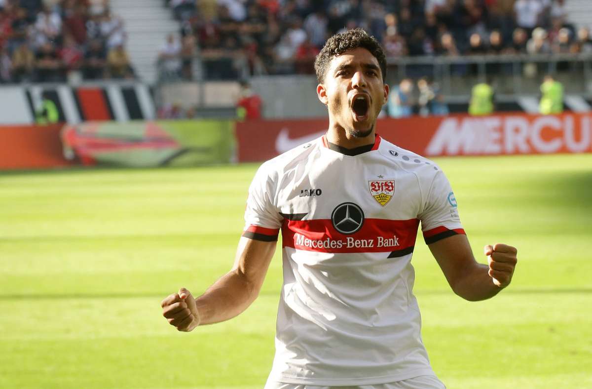 Neuzugang Omar Marmoush traf für den VfB bei seinem Pflichtspieldebüt und sicherte so den Punkt in Frankfurt.