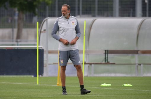Der Trainer Pellegrino Matarazzo vom VfB Stuttgart hat die Arbeit auf dem Rasen vorübergehend eingestellt. Foto: Baumann/Hansjürgen Britsch