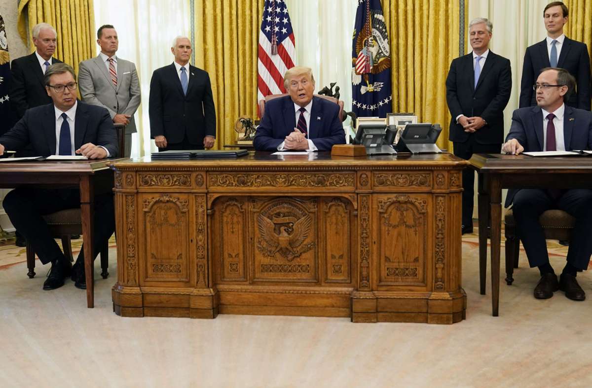 Präsidenten-Schreibtisch im Oval Office:noch Sitzt Donald Trump an ihm.