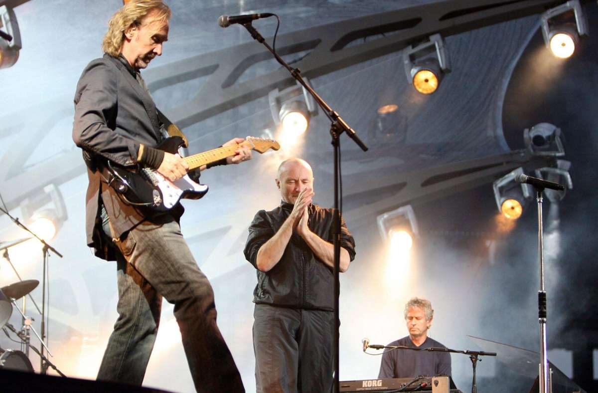 Mike Rutherford, Phil Collins and Tony Banks (von links) 2007 in Brüssel
