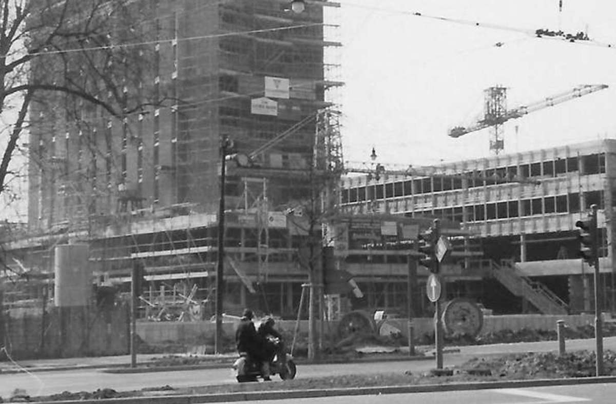Bau des  Hotels am Schlossgarten im Jahr  1961