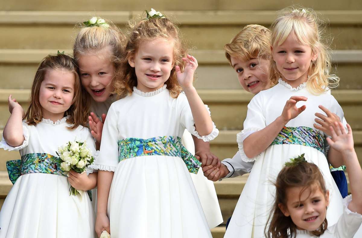 Windsor-Rasselbande: Die Urenkel-Generation bei der Hochzeit von Prinzessin Eugenie und Jack Brooksbank im Jahr 2018.